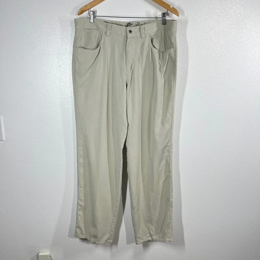 Tommy Bahama Mens Beige Chino Pants‎ Size 36 Lyocell Cotton Blend Flat Front